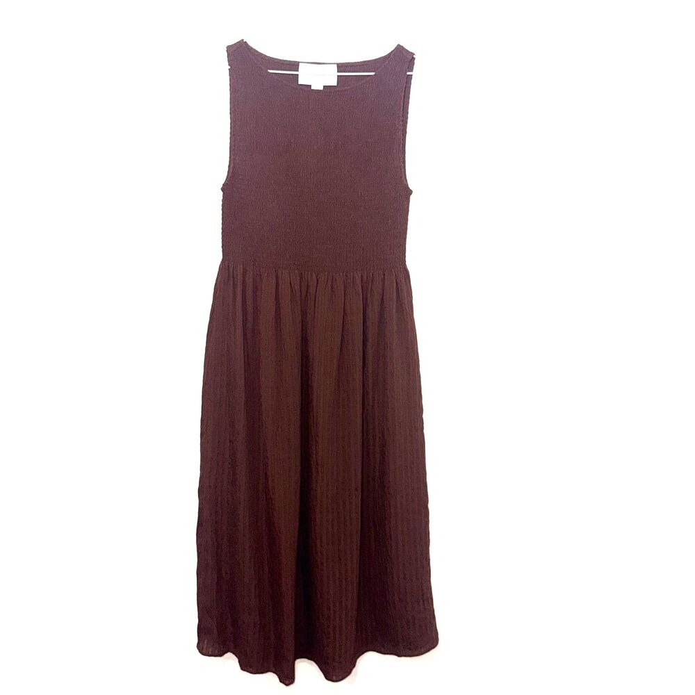 Brown Maxi Dress with Smocked Bodice - Picture 4 of 9